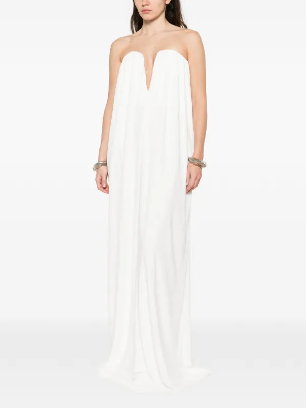 Stella Mccartney Gathered Maxi Dress - White Stella Mccartney Gathered Maxi Dress - White