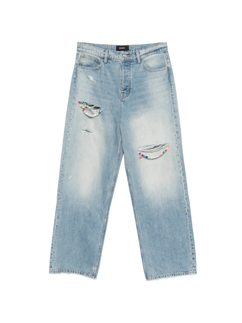 Nahmias ripped beaded jeans - Blu