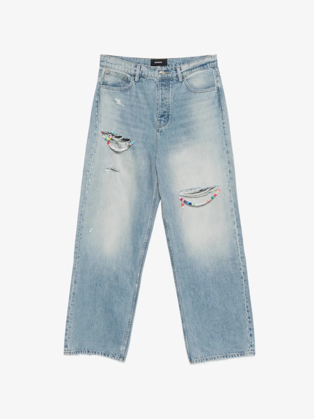 Nahmias Friendship bead-embellished distressed denim jeans | Blue | Image 1