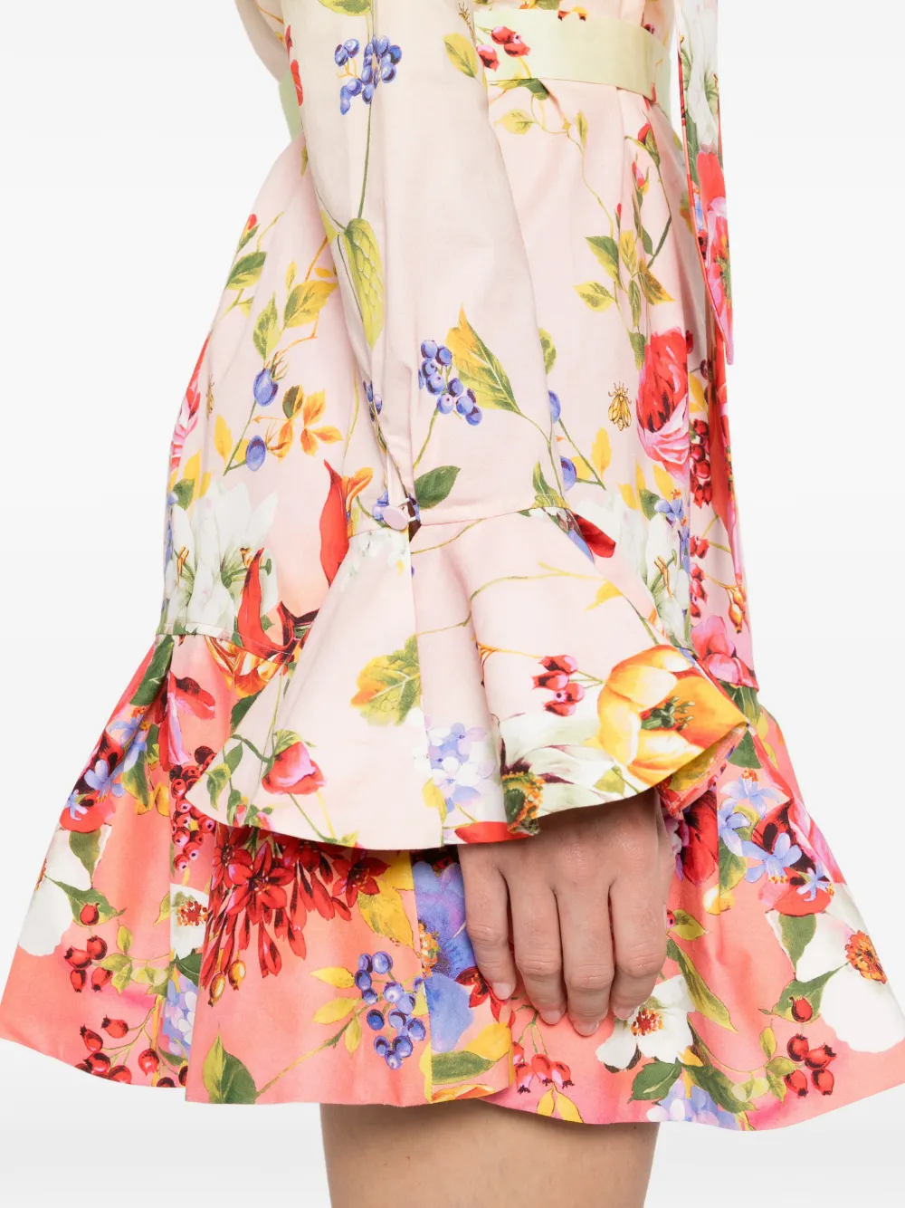 Roberto Cavalli Mini-jurk met bloemenprint en ruches Roze