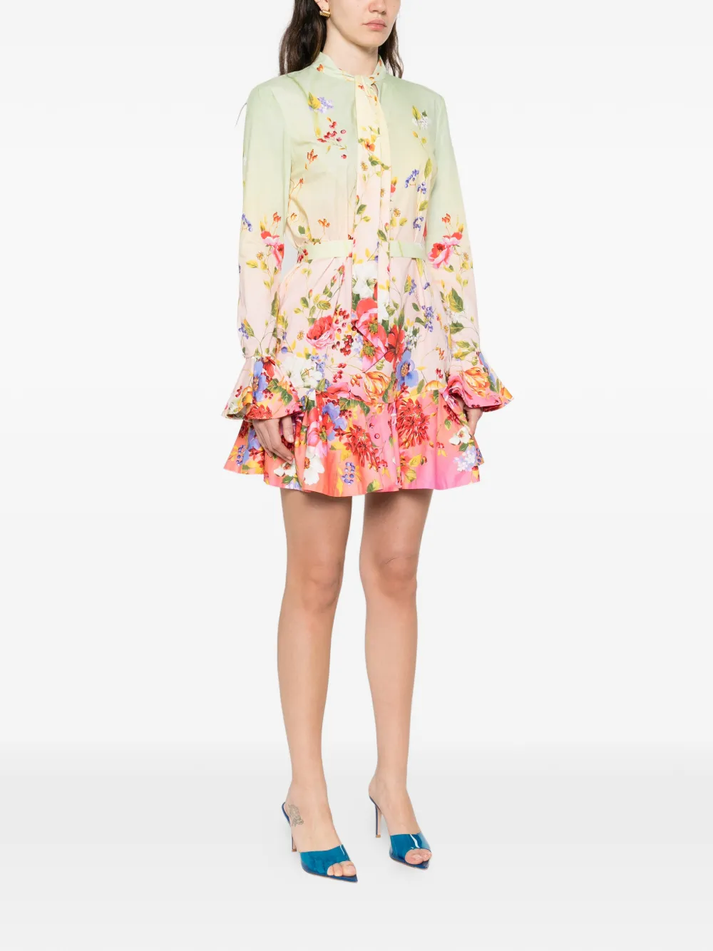 Roberto Cavalli Mini-jurk met bloemenprint en ruches Roze