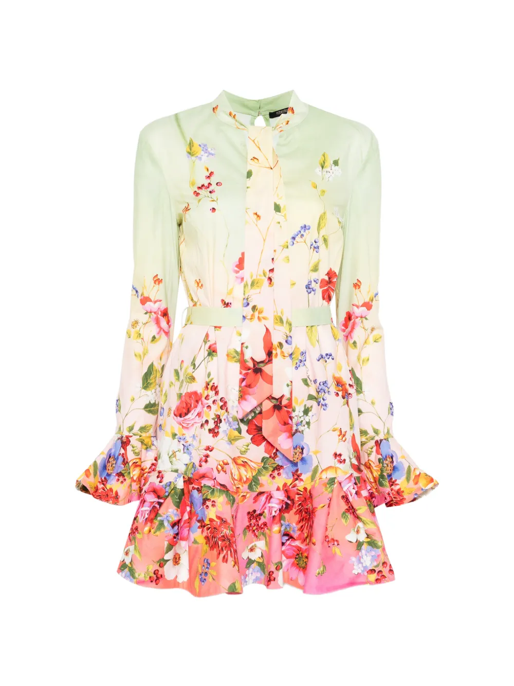 Roberto Cavalli floral ruffled mini dress - Rosa