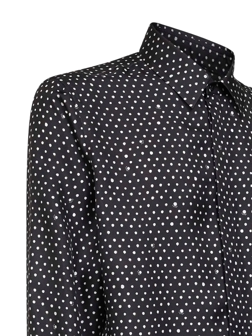  Fendi Button Dots Print Shirt - Black 