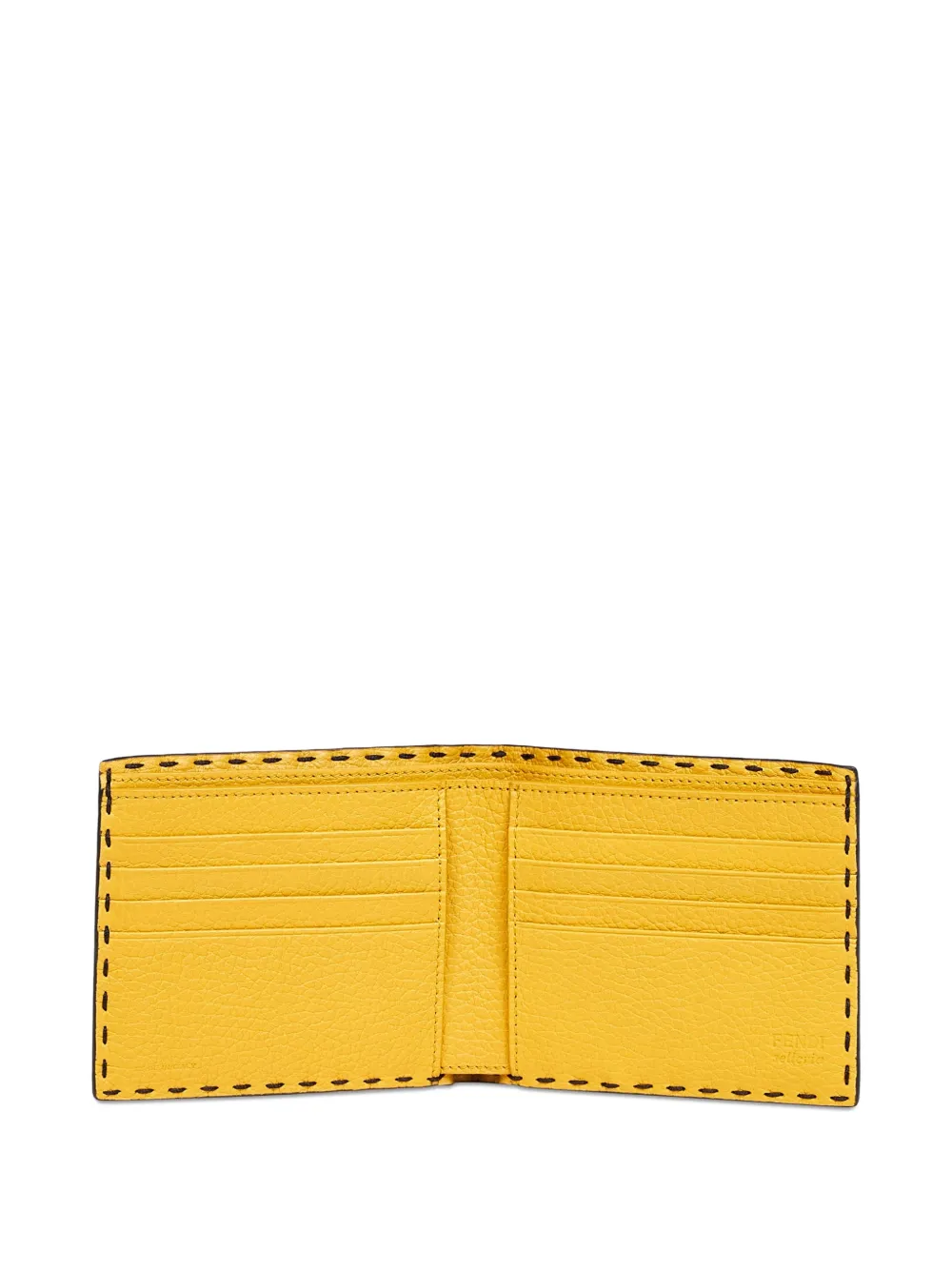  Fendi Roma Logo Stitched Leather Wallet - Black 