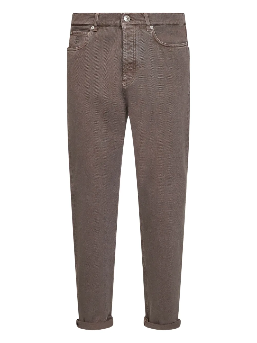 Brunello Cucinelli logo-patch five-pocket jeans - Braun