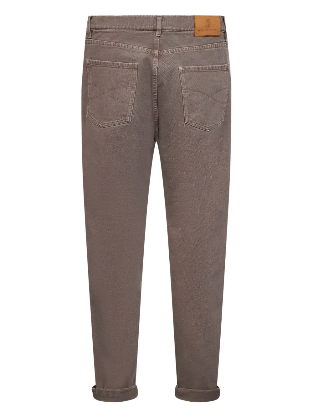 Brunello Cucinelli logo-patch five-pocket jeans - Bruin