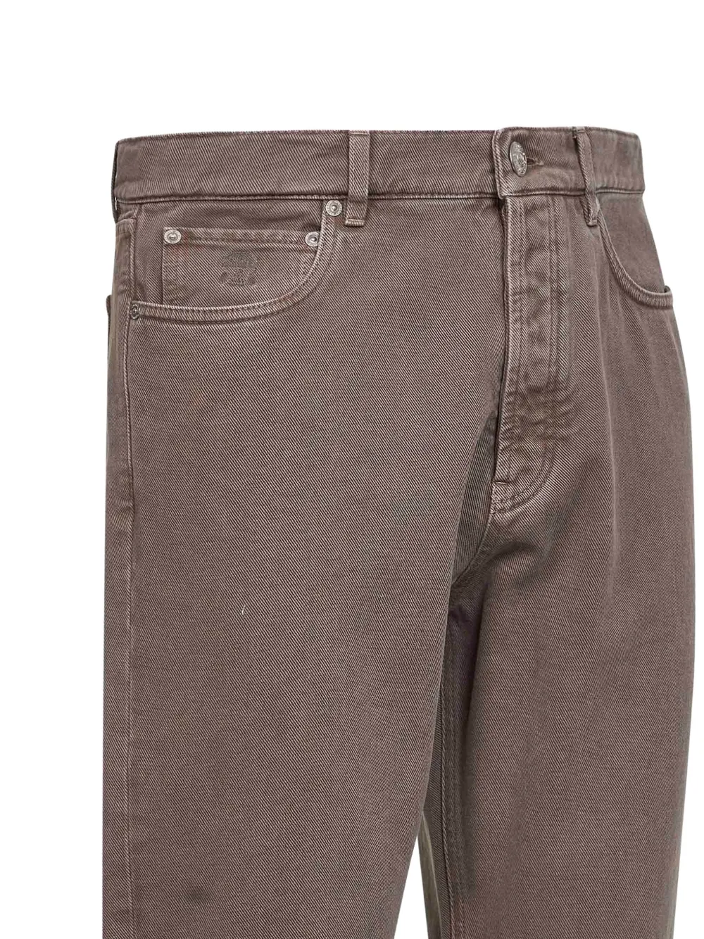 Brunello Cucinelli Jeans met logopatch en vijf zakken Bruin