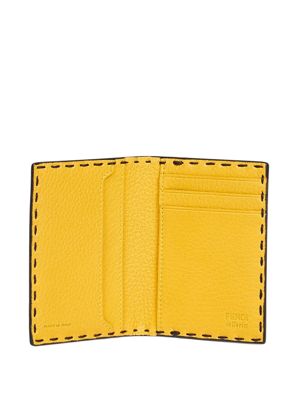 FENDI Leren pasjeshouder met gestikt logo Zwart