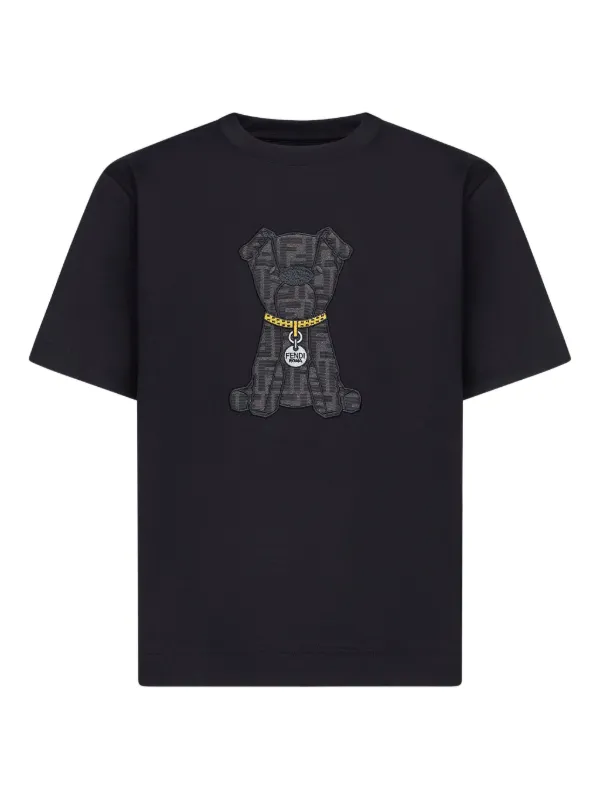 FENDI Camiseta Com Patch De Jacquard | Preto | FARFETCH BR