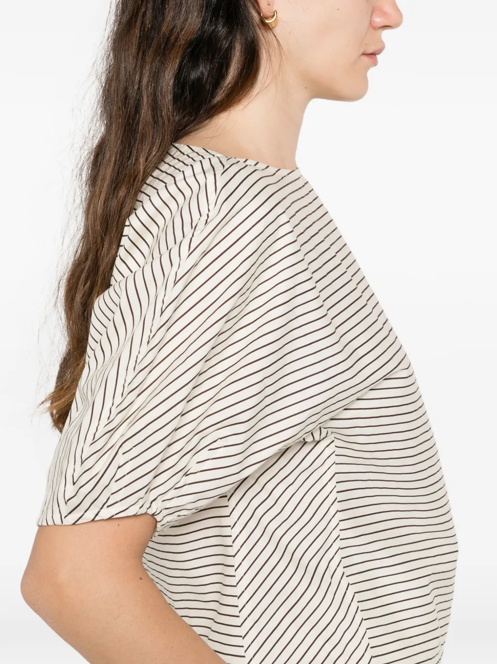 STAUD Didi gestreepte top Beige