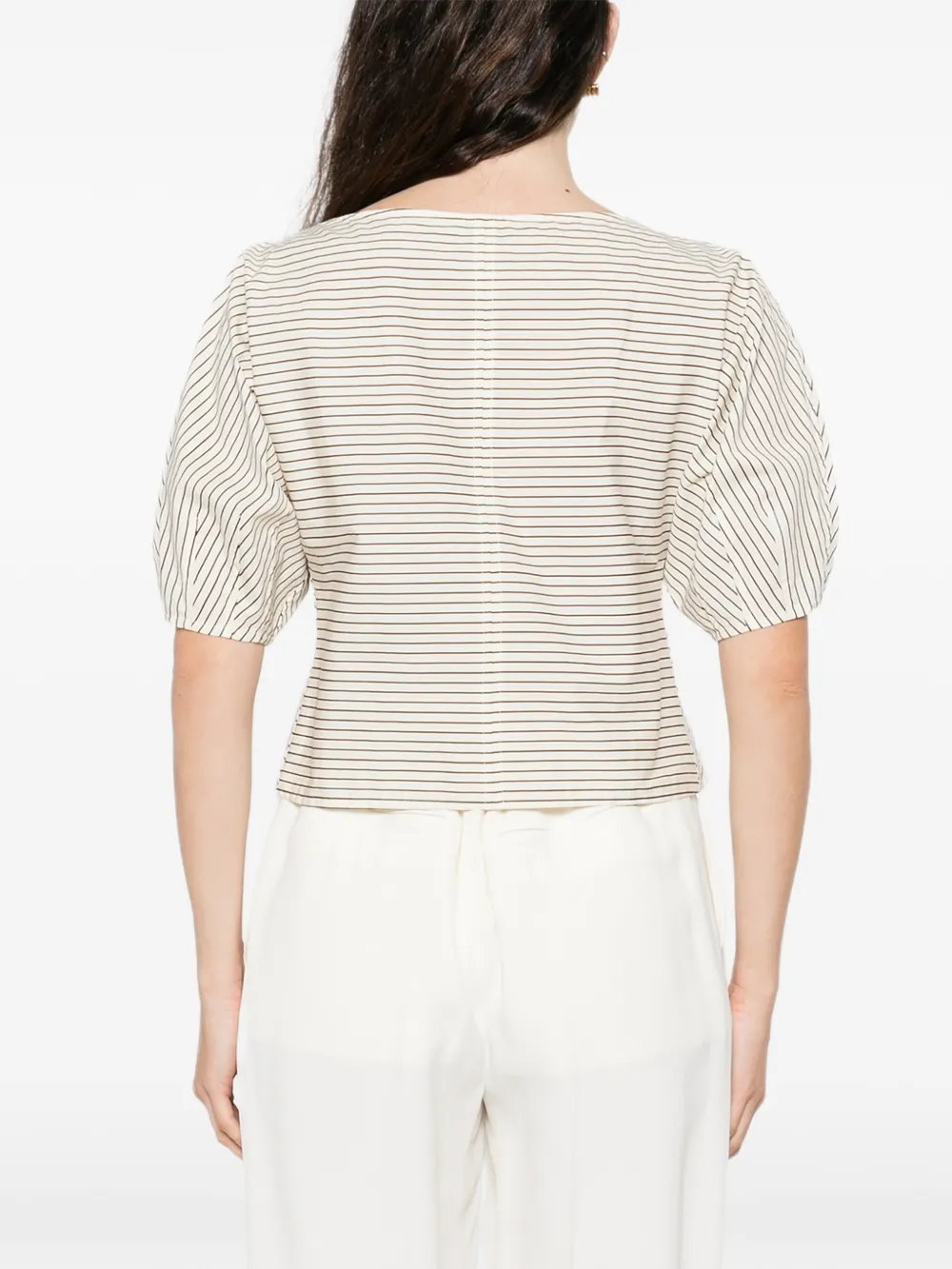 STAUD Didi gestreepte top Beige