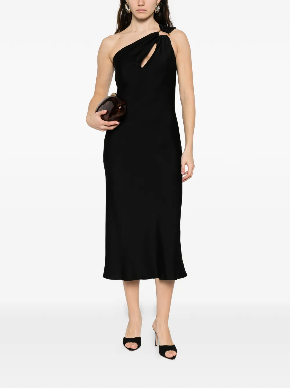 Max Mara one-shoulder draped maxi dress - Zwart