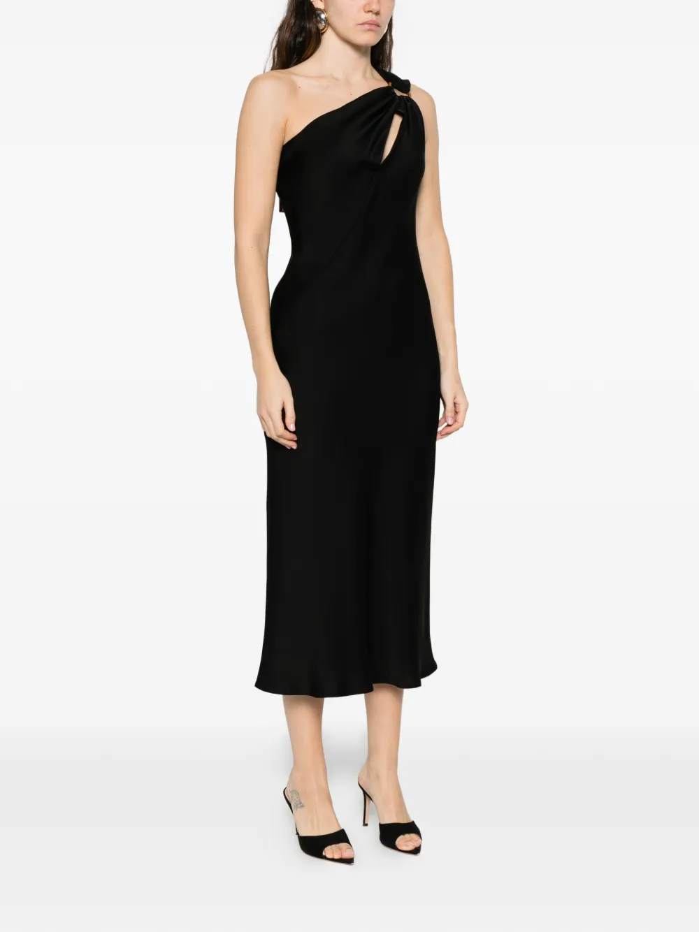  Max Mara One-shoulder Draped Maxi Dress - Black 