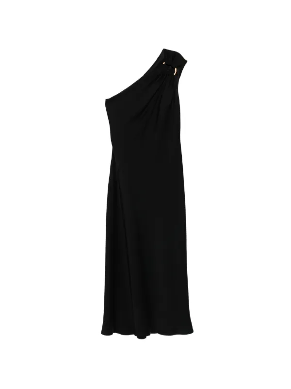 Max Mara One-shoulder Draped Maxi Dress in Black