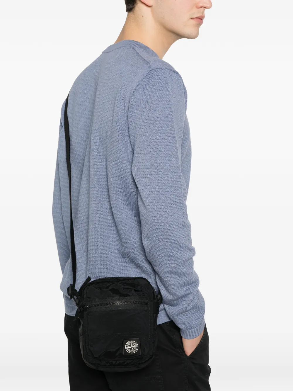Stone Island zip messenger bag - Zwart