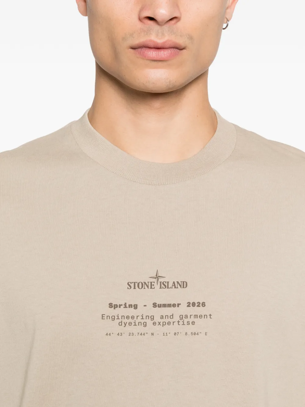 Stone Island T-shirt met logoprint Beige