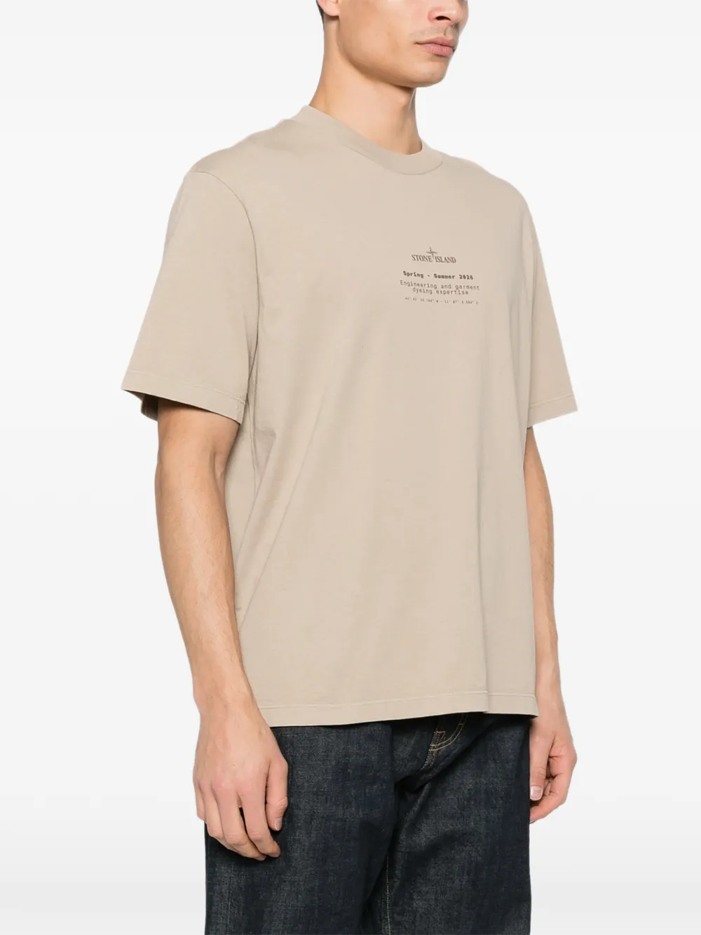 Stone Island T-shirt met logoprint Beige