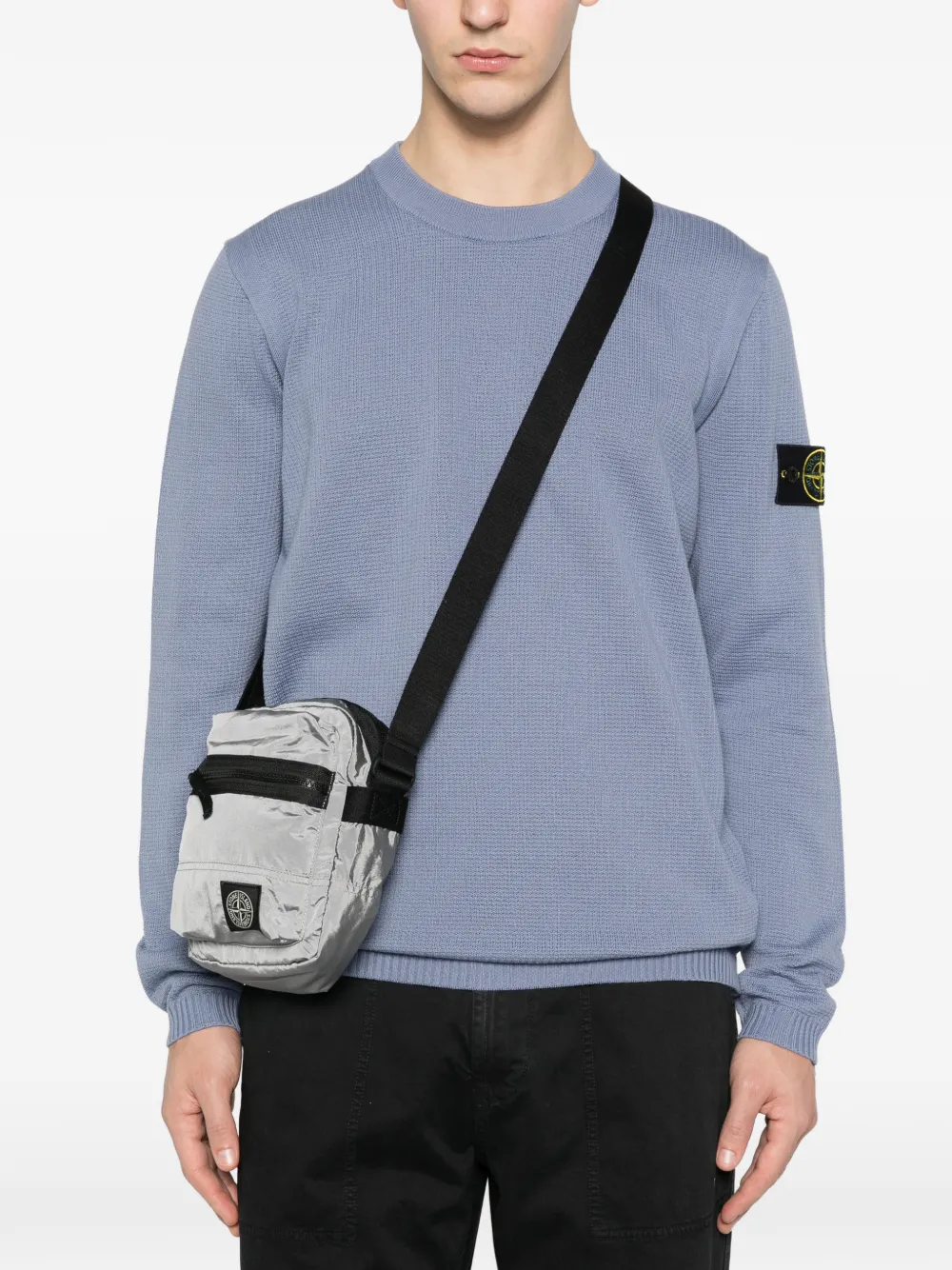 Stone Island zip logo-patch messenger bag - Grijs
