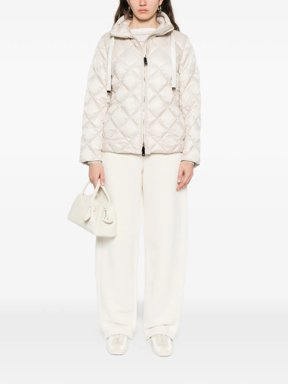  Max Mara Quilted-design Zip-up Jacket - White 