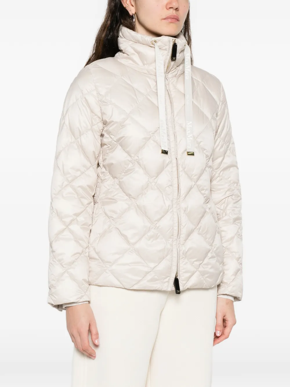  Max Mara Quilted-design Zip-up Jacket - White 