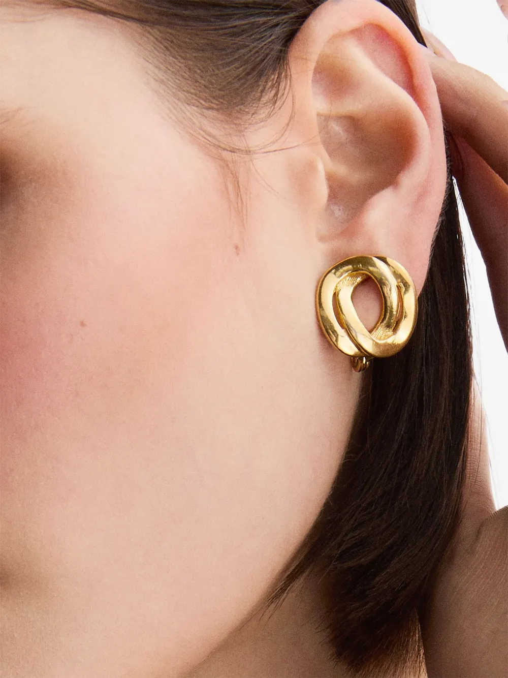  Monet Pre-owned Circle Post-back Earrings - Gold 