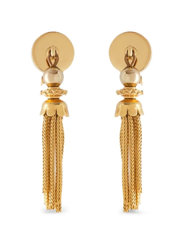 Monet Pre-owned Tassel Clip-on Earrings in Gold