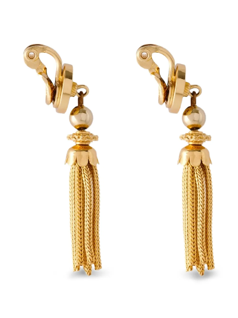  Monet Pre-owned Tassel Clip-on Earrings - Gold 
