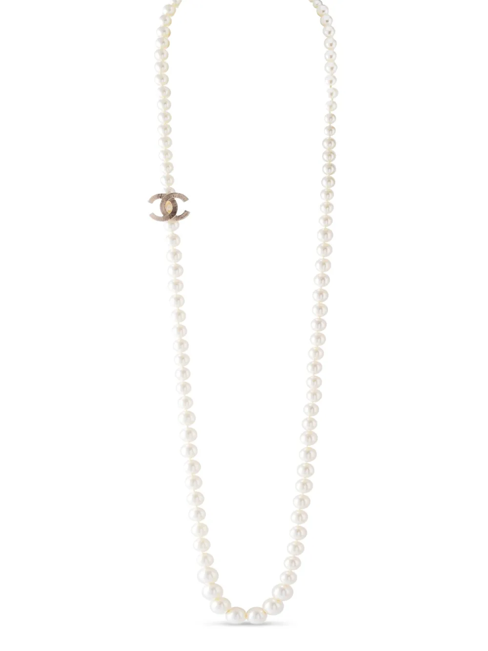 CHANEL Pre-Owned logo faux-pearl necklace - Oro