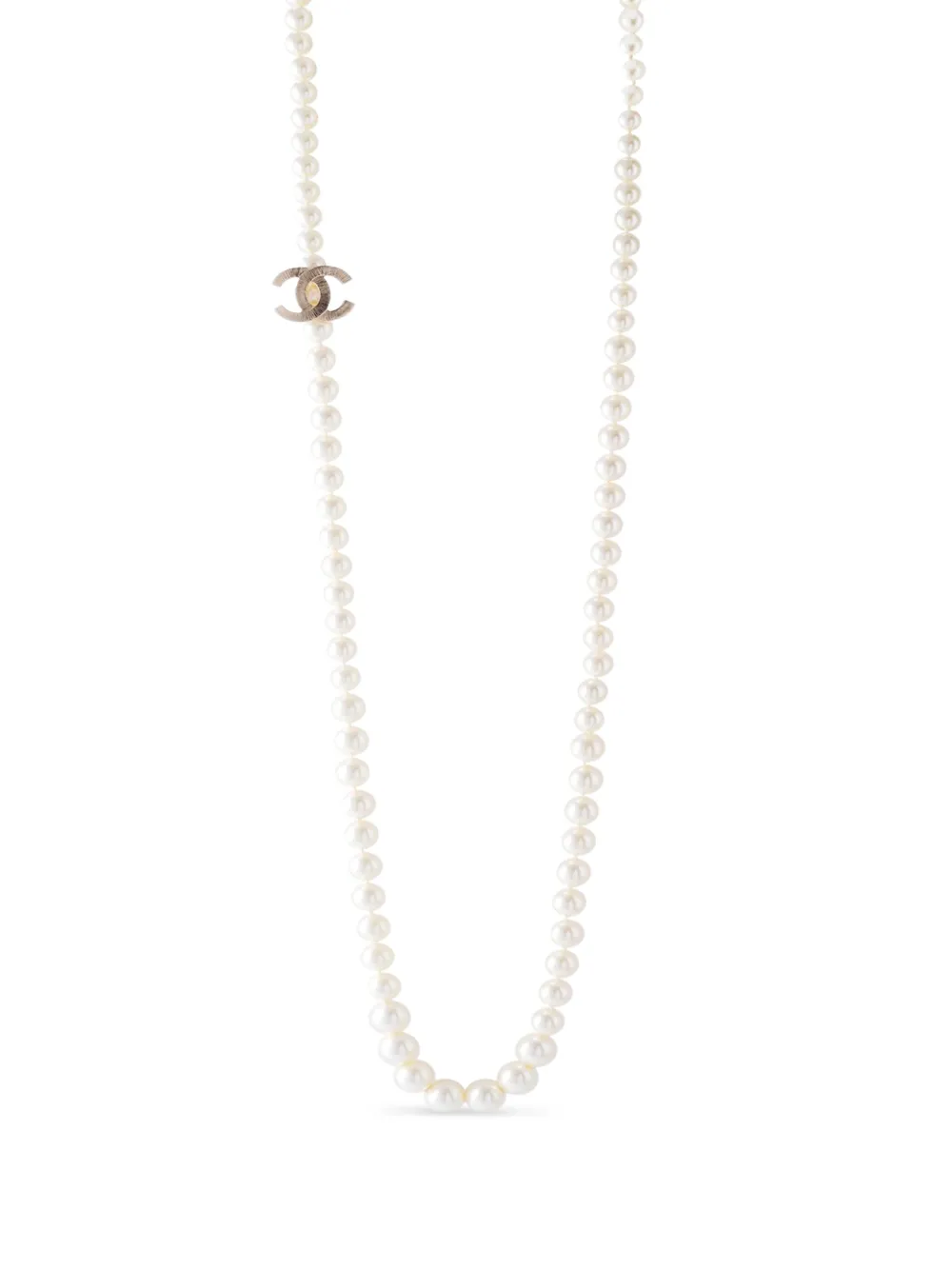 CHANEL Pre-Owned logo faux-pearl necklace - Oro