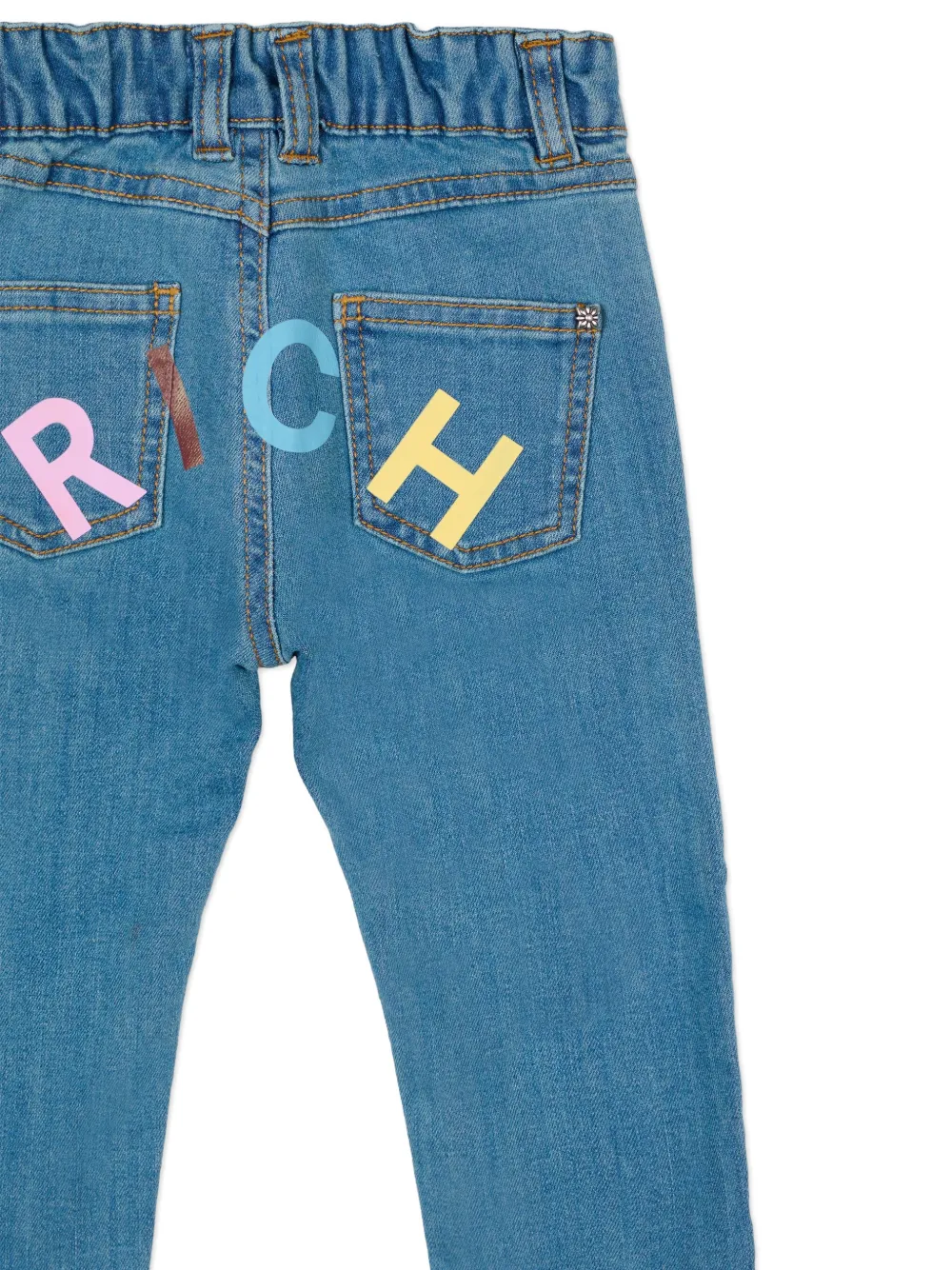 John Richmond Junior Denim jeans met letter-detail Blauw