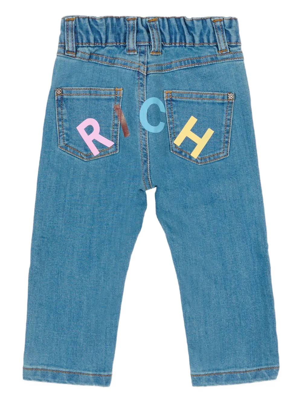 John Richmond Junior Denim jeans met letter-detail Blauw