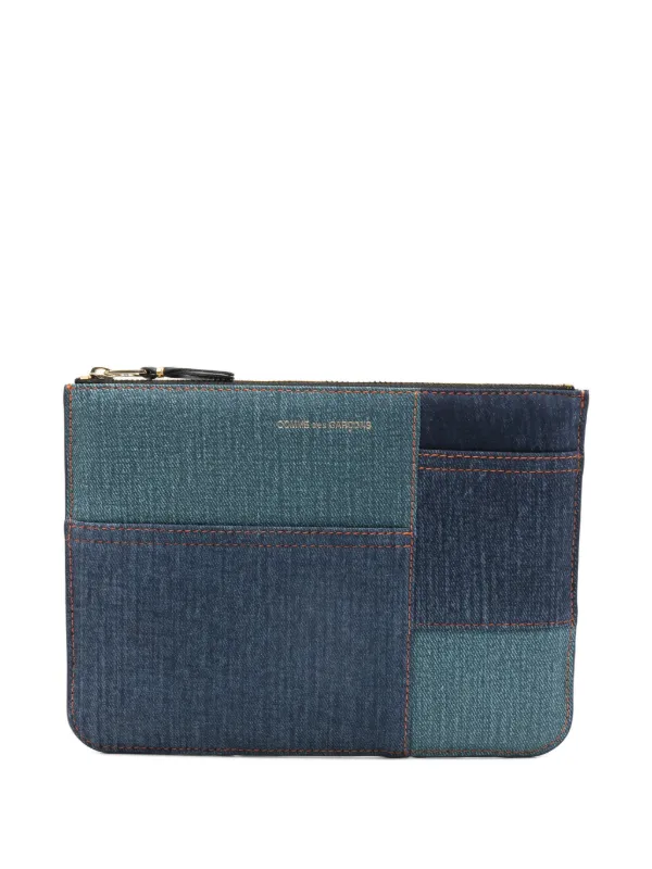 Comme des Garçons Patchwork Denim-effect Wallet in Blue