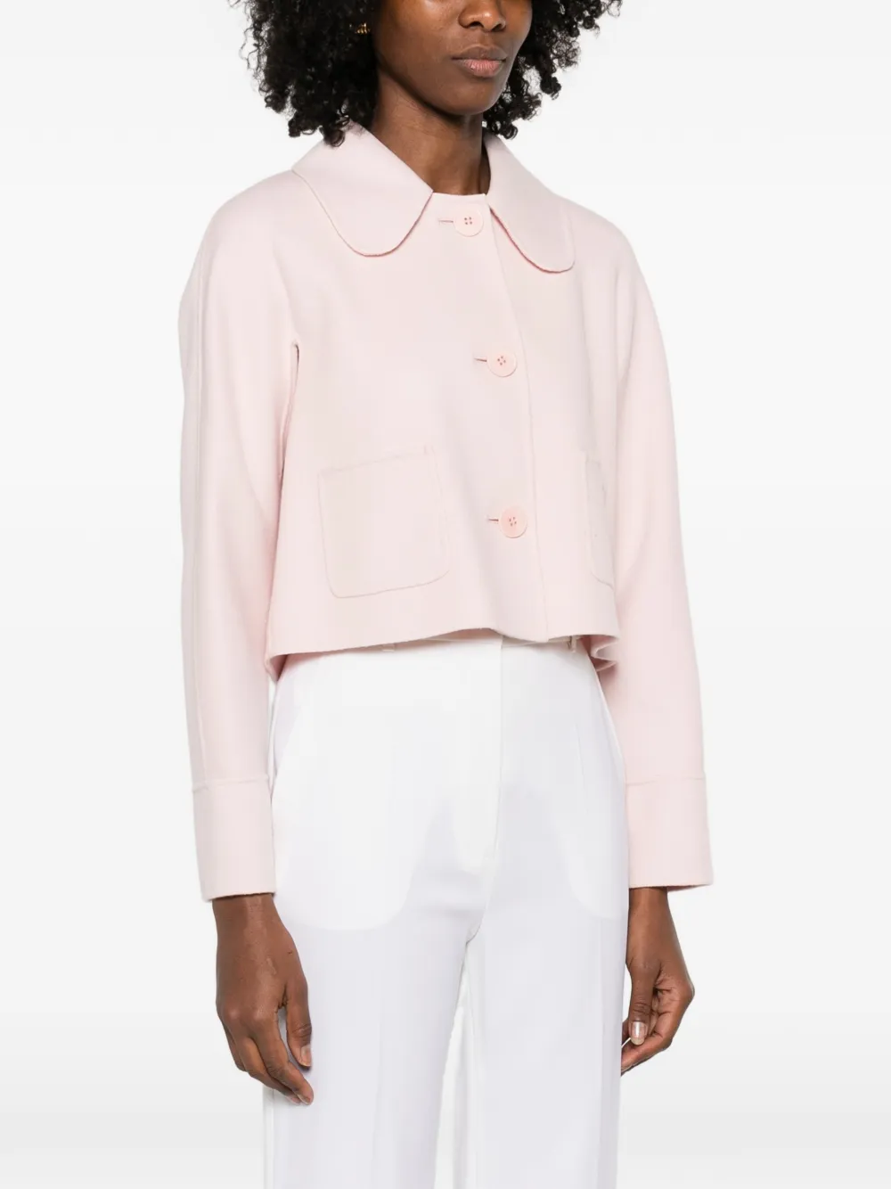  Max Mara Collared Patch-pocket Jacket - Pink 