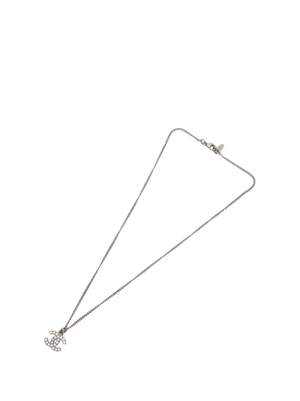 CHANEL Pre-Owned 2009 CC Silver Plated Rhinestone Pendant Necklace costume necklace - Argento