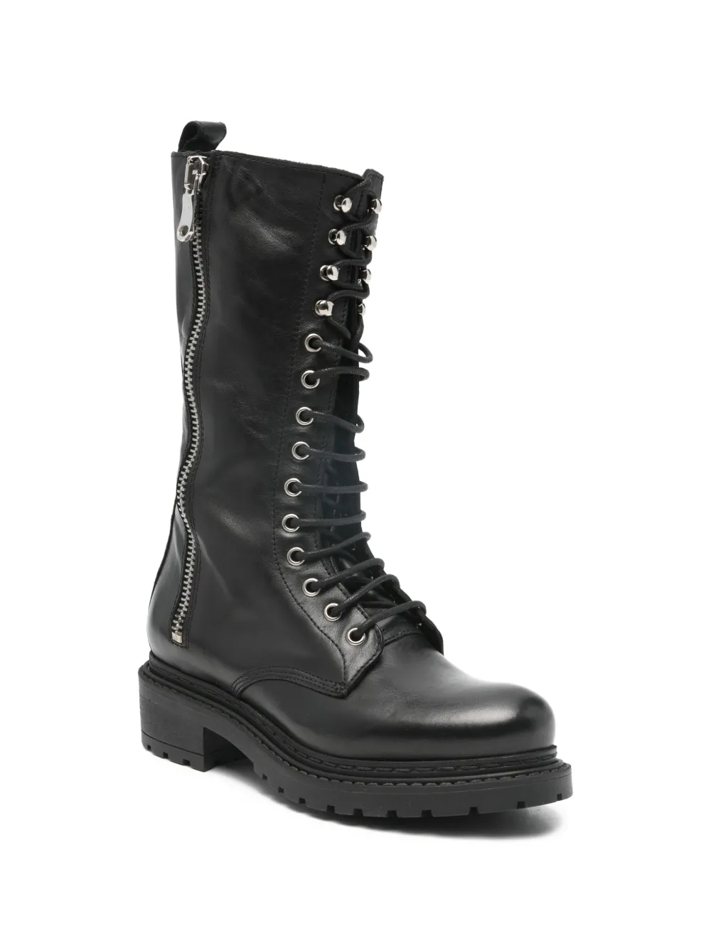 Metisse zip-embellished lace-up boots Zwart