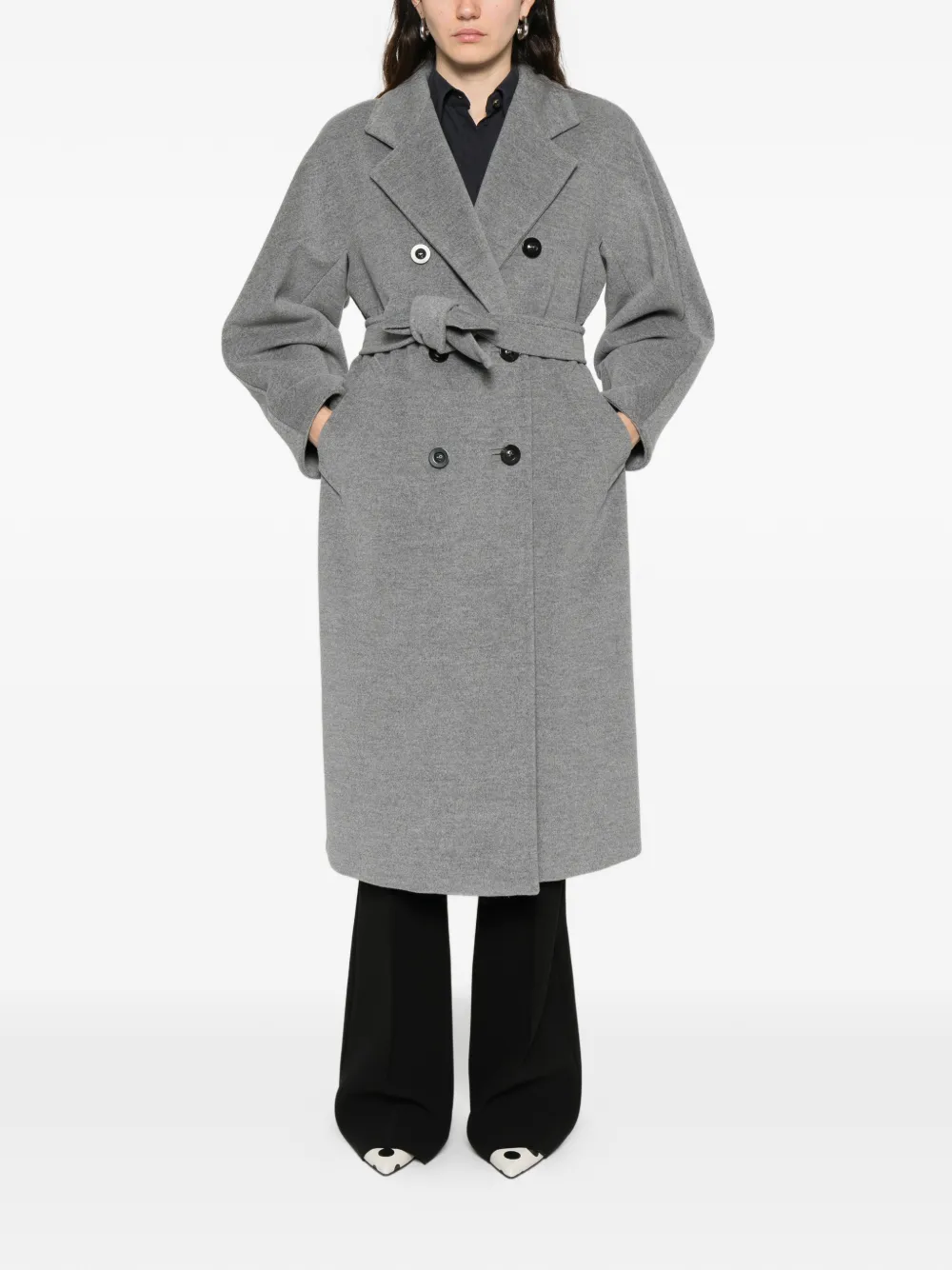 Max Mara Wollen mantel met enkele rij knopen Grijs