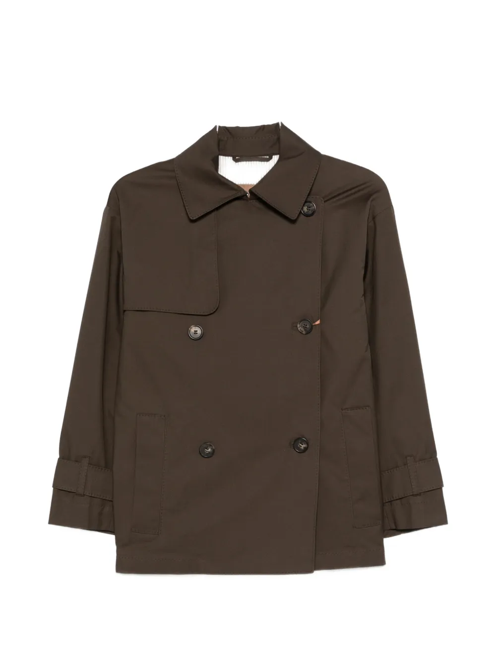 Max Mara logo-patch double-breasted coat - Verde