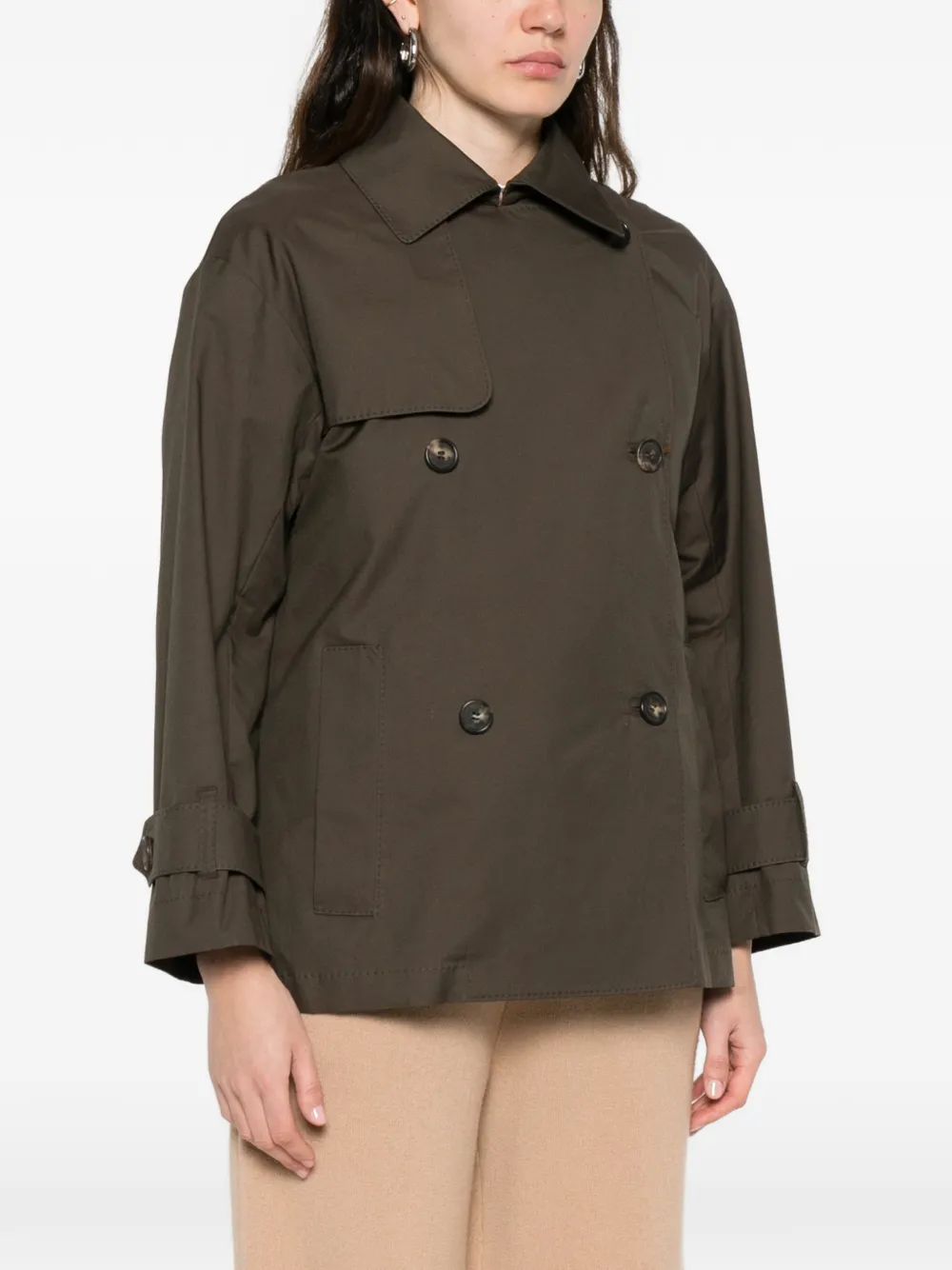  Max Mara Abrigo Con Parche Del Logo - Verde 