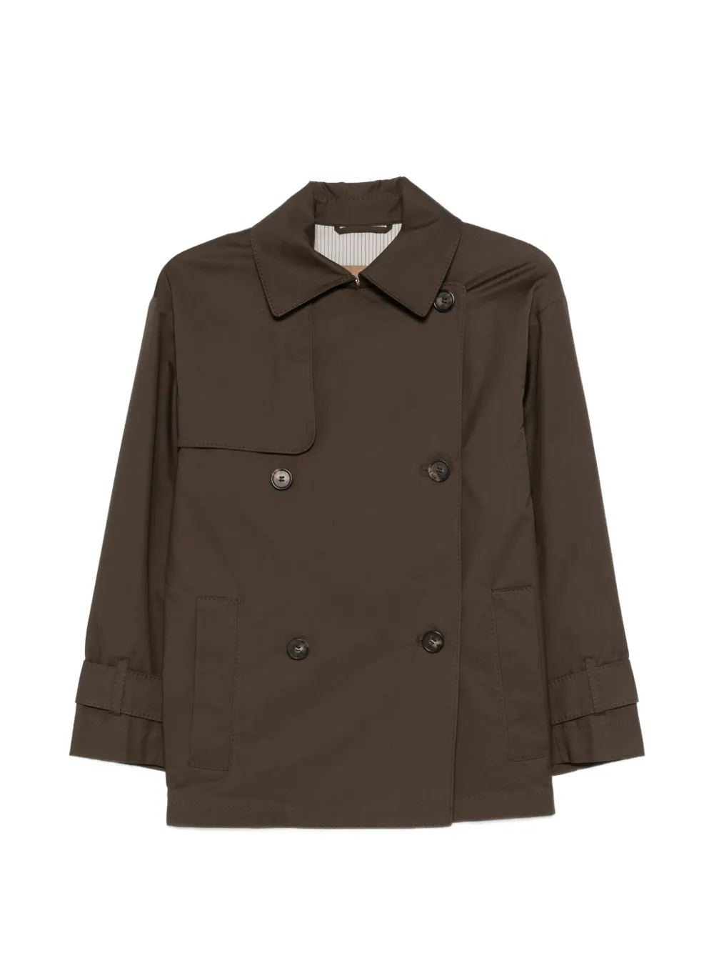 Max Mara logo-patch double-breasted coat - Verde