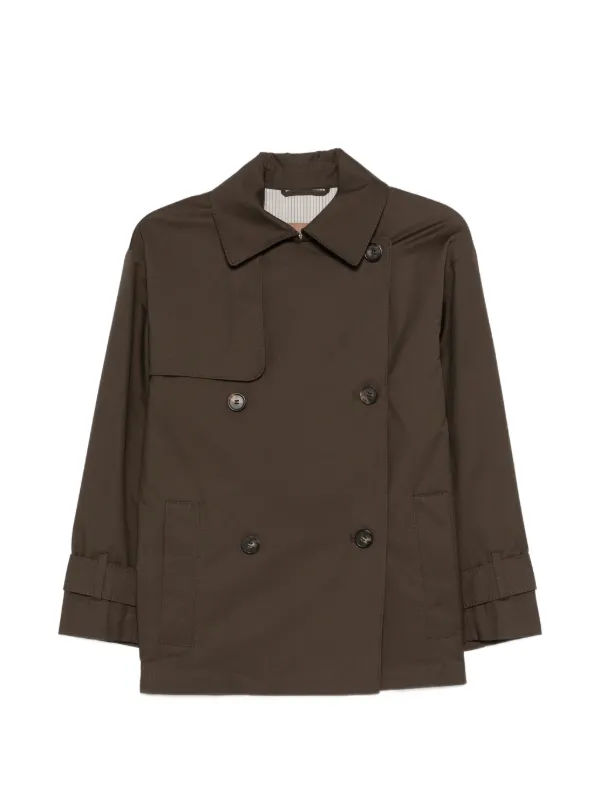 Max Mara Logo-patch Double-breasted Coat in Green
