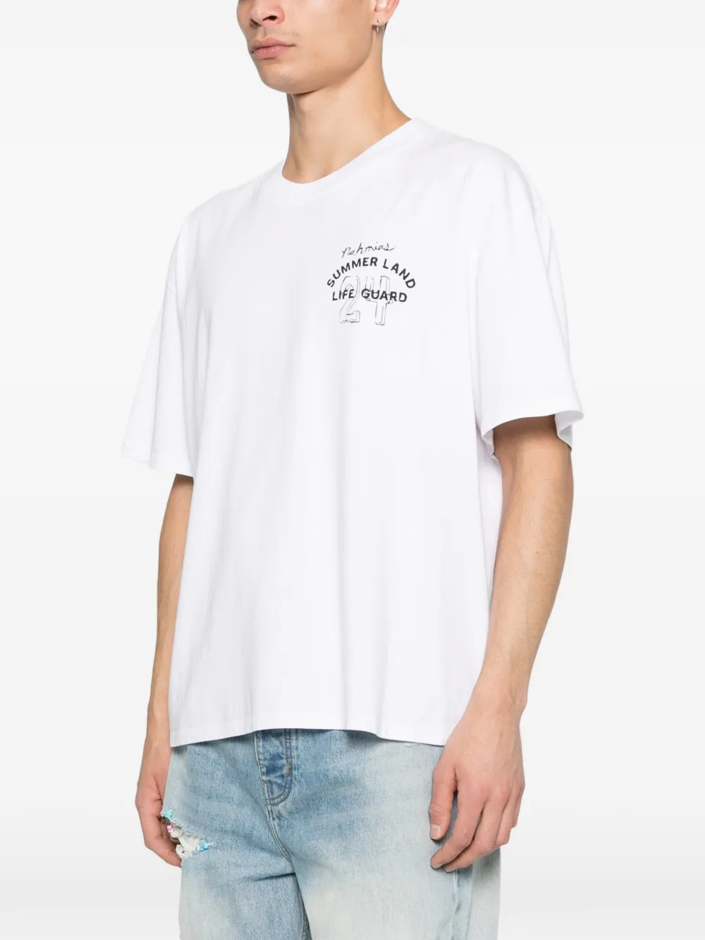 Nahmias T-shirt met print en ronde hals Wit