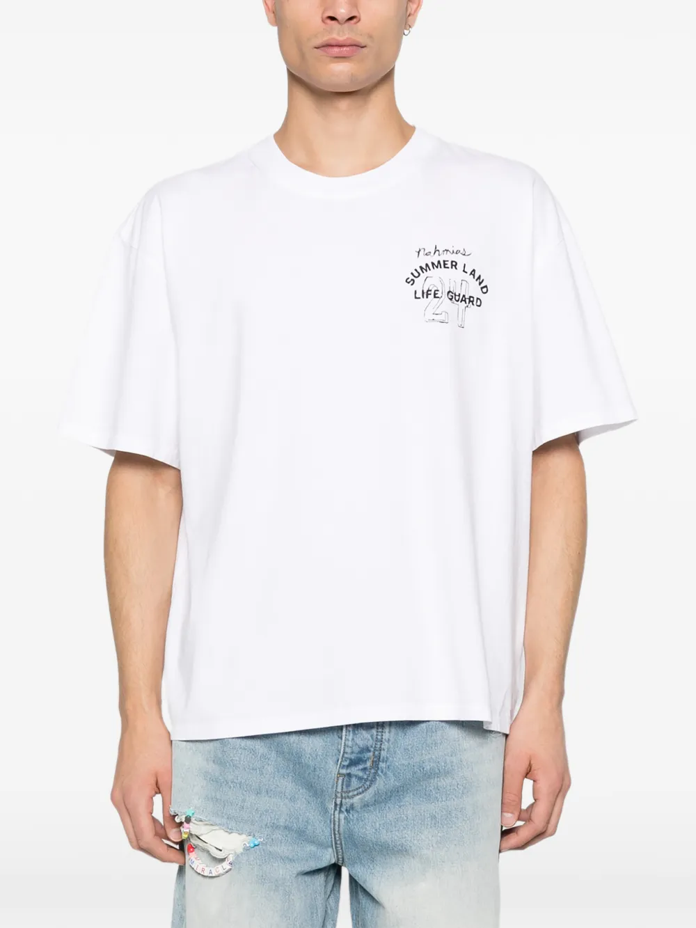Nahmias T-shirt met print en ronde hals Wit