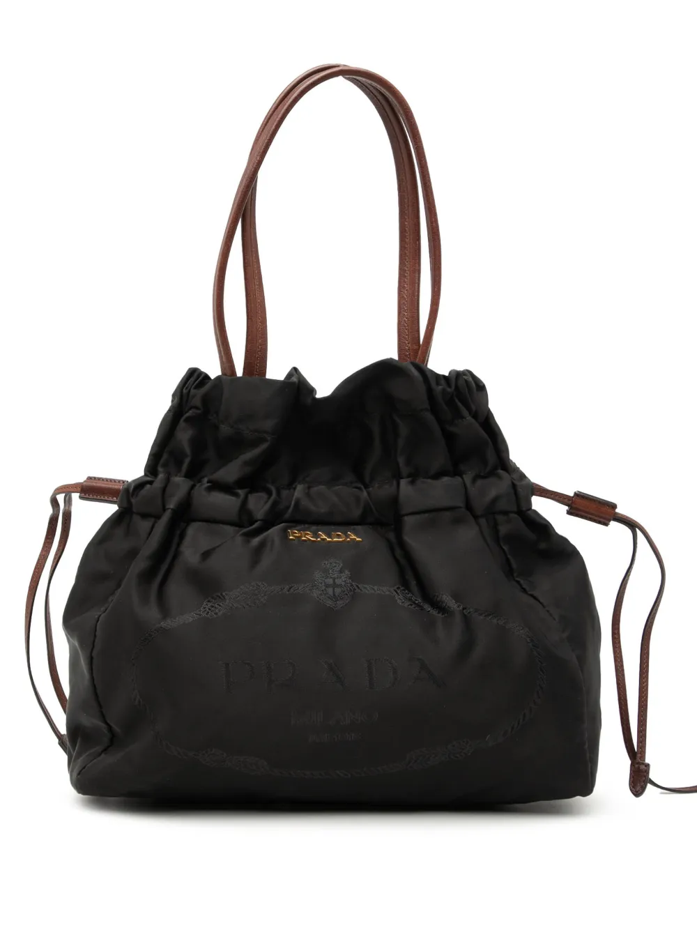 Prada Pre-Owned 2000-2025 Tessuto Logo Drawstring tote bag - Nero