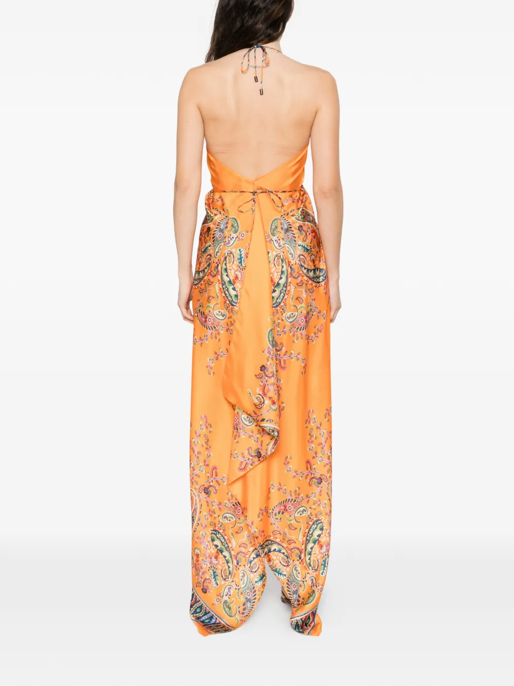 ETRO Midi-jurk met paisley-print en halternek Oranje