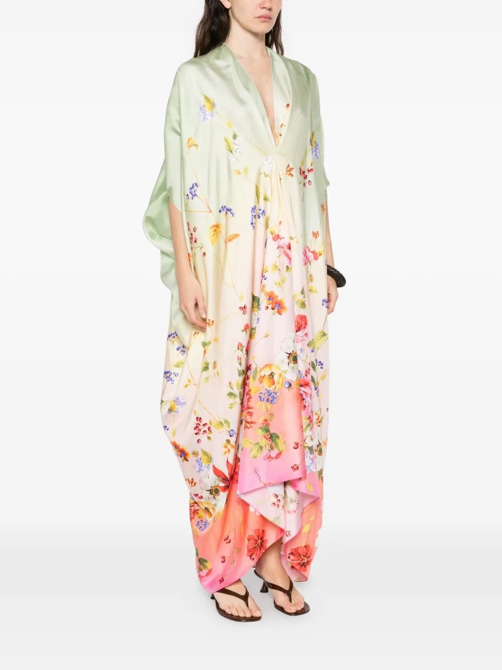 Roberto Cavalli floral V-neck kaftan - Beige