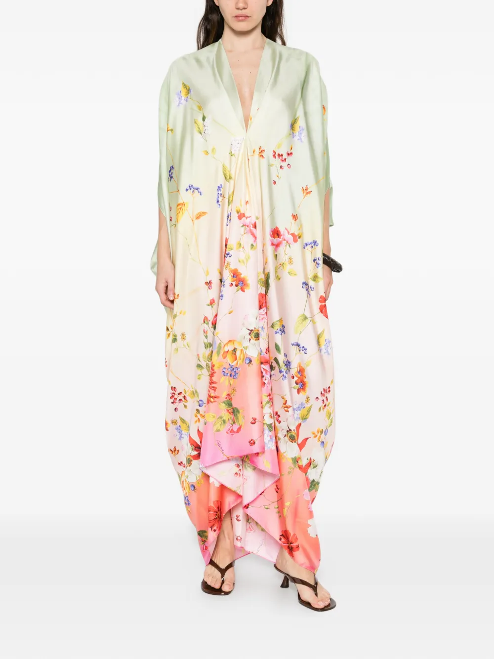 Roberto Cavalli Tuniek met bloemenprint en V-hals Beige