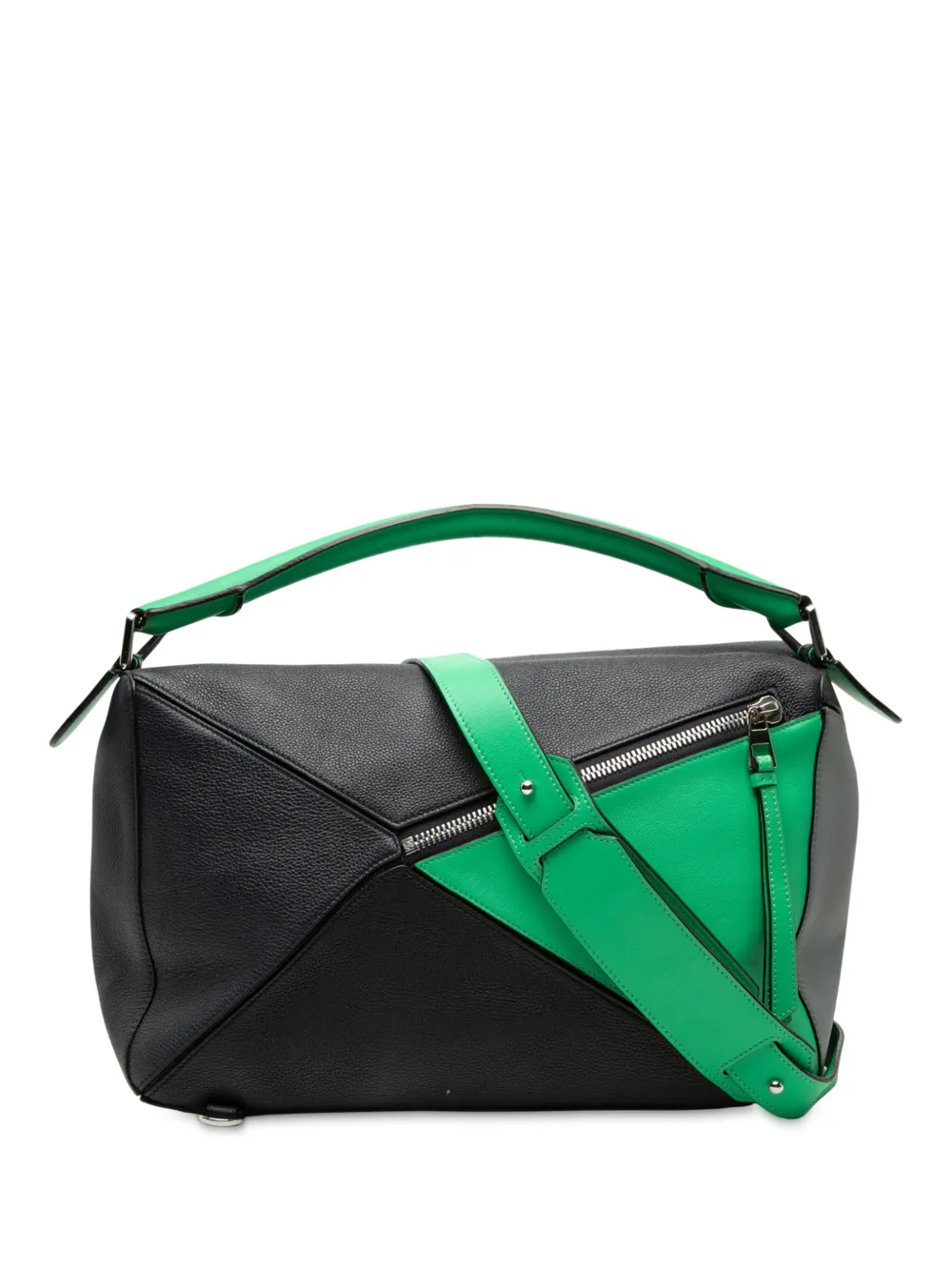 Loewe Pre-Owned 2019 Large Multicolor Calfskin Puzzle satchel - Nero