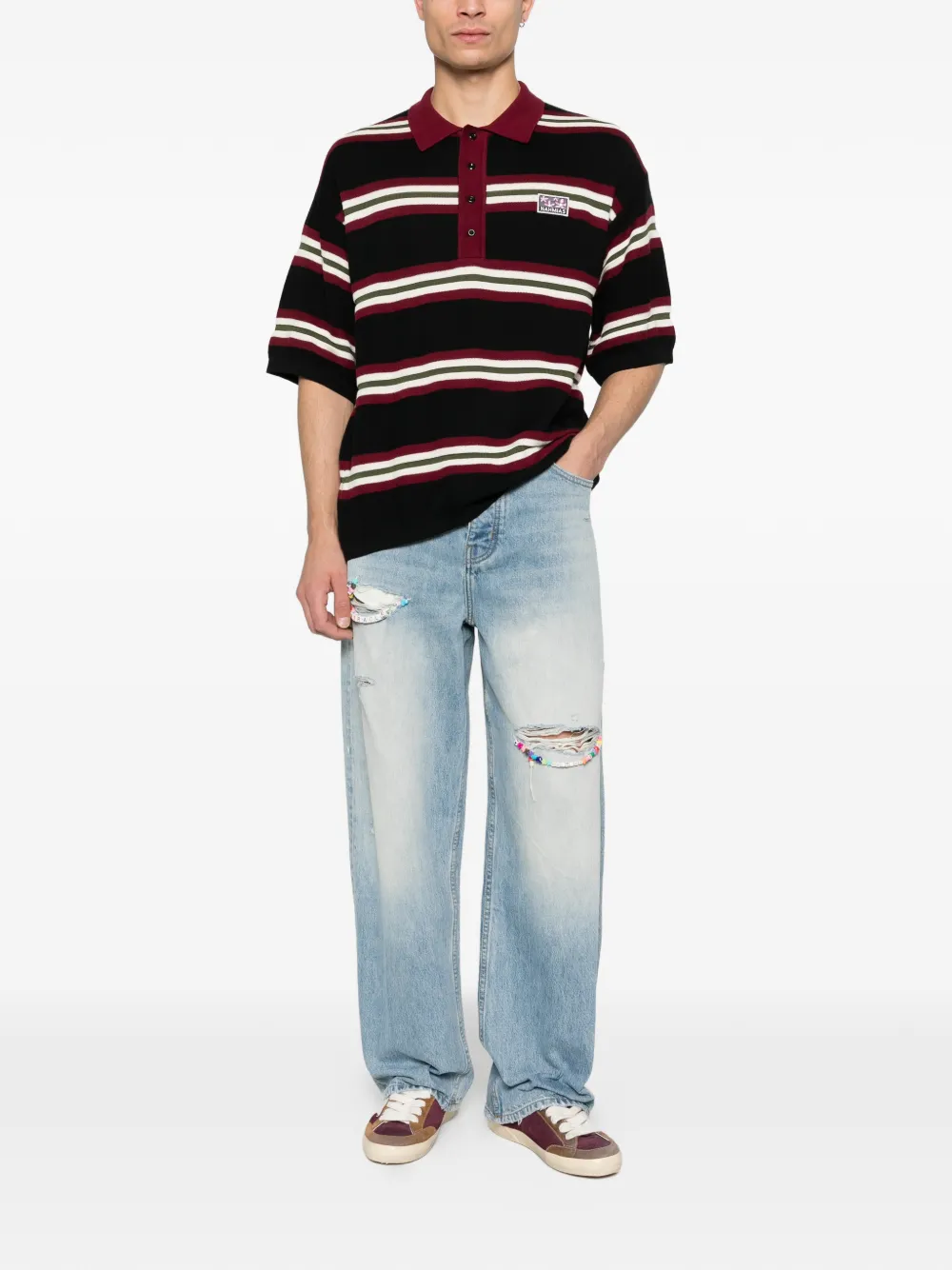 Nahmias striped polo shirt - Zwart