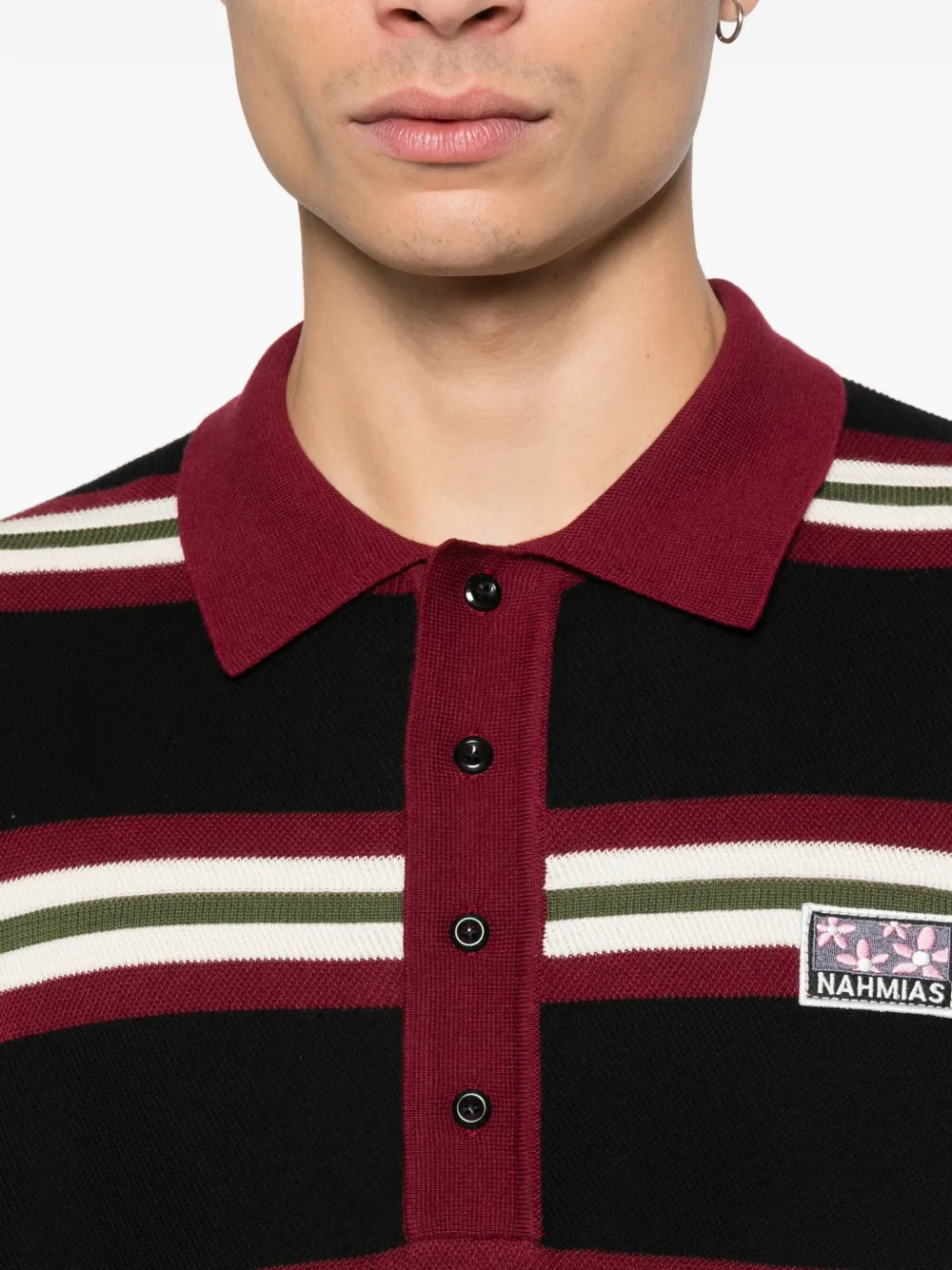 Nahmias Gestreept poloshirt Zwart