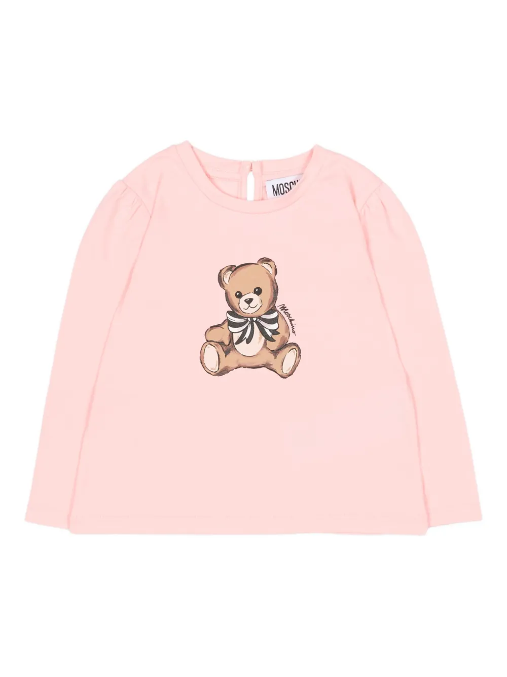 Moschino Kids Teddy-print long-sleeve T-shirt - Rosa
